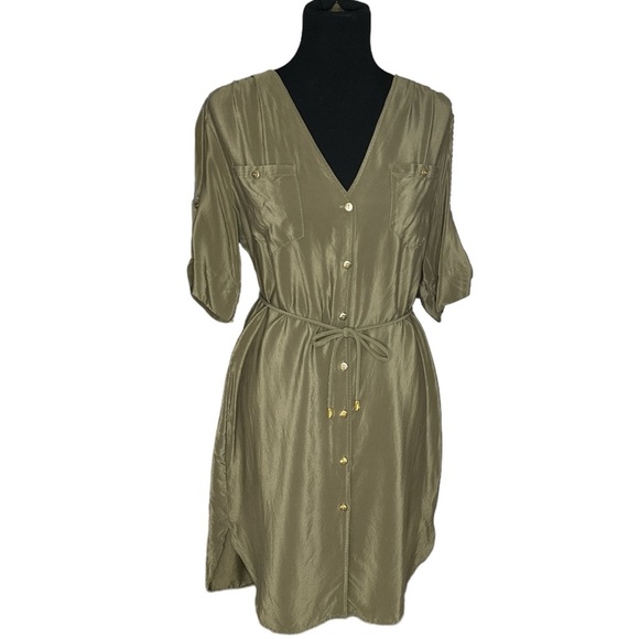 Amanda Uprichard Silk Button Green Dress - Picture 1 of 10